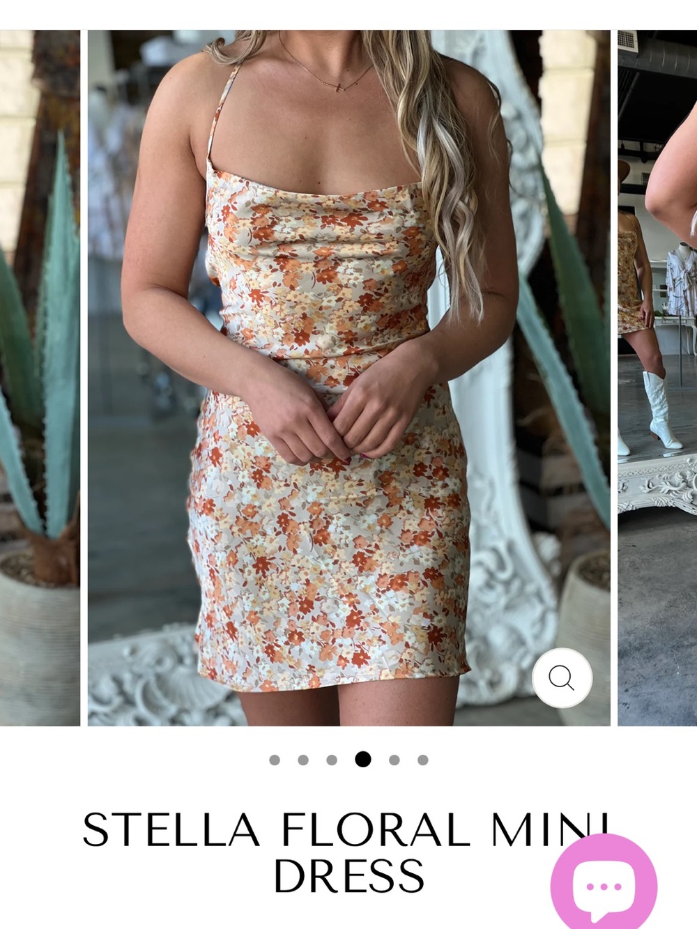 Southern Alternative Stellah Floral Mini Dress - Cream & Orange